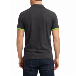 Polo classique noir pour homme, manches courtes, coupe ajustée, avec revers contrastants blancs, style décontracté et sportif - Product Image 4