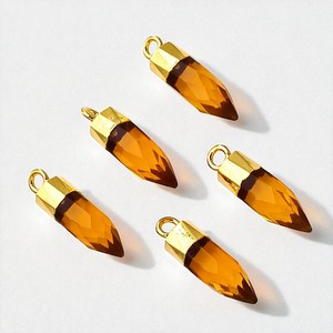 Colgante de Citrino con Punta de Bala |   Dijes de piedras preciosas de 13x5mm con engaste único para venta al por mayor - Product Image 1