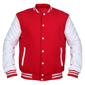 Blousons universitaires d'hiver pour hommes, style Letterman, Baseball, College, Bomber, avec col montant, corps en laine de qualité supérieure et manches en cuir véritable, classiques - Product Image 3