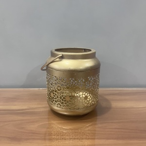 Golden Iron <b>Candle</b> Lantern Decorative <b>Tea</b> Light Holder Moroccan Style Home Decor - Product Image 2