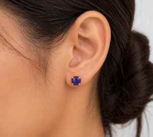 ต่างหูโรสควอตซ์ขนาด 8-10 มม. ประดับด้วยทองชุบด้วยไฟฟ้า ทำด้วยมือ - Product Image 2