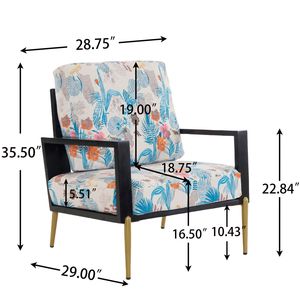 Poltrona Moderna Stile Mid-Century con Motivi Floreali, in Velluto, per Soggiorno, con Struttura in Legno Massello e Gambe in Metallo, Ideale per la Lettura - Product Image 6