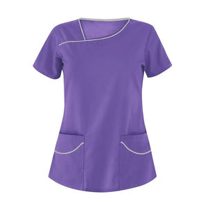 Conjunto de Uniforme Médico de Alta Calidad para Mujer, Diseño con Parches, Cuello Inclinado, Mangas Cortas, Suave y Transpirable - Product Image 2