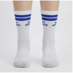 Crew <b>Socks</b> Geometric Pattern Blue Breathable <b>Running</b> <b>Socks</b> for Adults Spring Season - Product Image 1