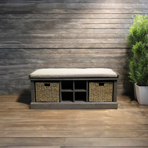 Modern Design Gorge <b>Storage</b> Bench with Woven Baskets for Entry Hall <b>Shoe</b> Organizing Master Bath Essentials for Hotels Villas - Product Image 1