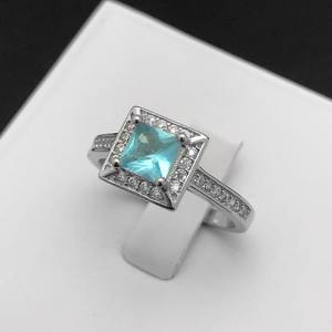 Anillo de Compromiso de Plata de Ley con Aguamarina Piramidal, Regalo de Gema para Cumpleaños de Marzo para Mujeres - Product Image 5