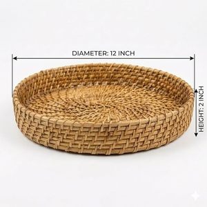Bandeja de Mimbre de Ratán, Bandeja de Servir de Bambú, Tejida a Mano, Decorativa, para Desayuno, Té, Café, Otomana, Cocina, Decoración del Hogar - Product Image 4