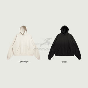 Jersey de punto de 300gsm de alta calidad para mujer, Jersey de invierno con capucha de gran tamaño, bolsillo desgastado estampado de otoño - Product Image 3