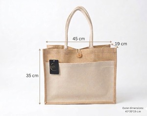 Bolso Tote Urbano de Yute Ecológico - Haven Calm Minimal Market Natural Carryall Classic Soft Earth - Product Image 1