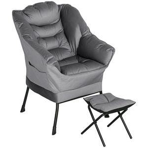 Set Moderno di Poltrona a Dondolo e Poggiapiedi in Tessuto Grigio con Tasche Laterali, Sedia Relax per Soggiorno e Camera da Letto - Product Image 1