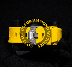 Nouvelle Arrivée Montre Chronographe Demi-Sertie de Moissanite avec Bracelet en Caoutchouc Jaune Cadran Analogique Bijou de Mode Personnalisé pour Homme - Product Image 4