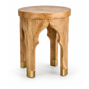 Tabouret artisanal en laiton avec découpe en forme d'arche et embouts en laiton |   Table design contemporain, écologique, durable et légère |   Vente en gros - Product Image 1