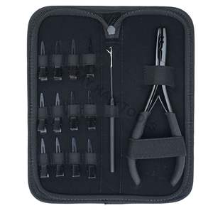 Professional <b>Hair</b> Extension Crimping Tools Set Featuring Micro Bead Pliers Loop Pulling Tool Salon Clips <b>Hair</b> Extension Tool Kit - Product Image 1