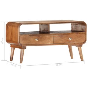 Meuble TV en bois de manguier massif marron 35,4 x 13,8 x 18,5 pouces avec tiroirs - Product Image 6