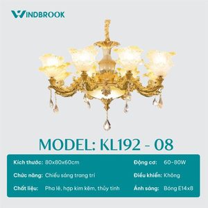 Lámpara de Techo Premium KL192-08 Windbrook con Control Remoto, Base de Metal, Estilo Moderno, Decorativa - Product Image 1