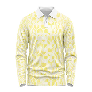 Fabricant de polos à manches longues pour hommes sur mesure, polo bleu imprimé de haute qualité avec col blanc, vêtements de sport pour le golf - Product Image 4