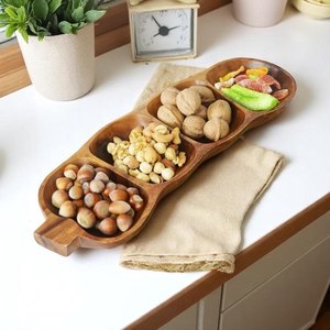 Plateau de service en bois naturel, plateau en bois rustique, plateau de cuisine, plateau de table à manger, pour collations, fruits, pain - Product Image 1