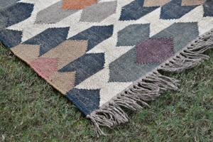 พรมปูพื้นสไตล์โบโฮสมัยใหม่ ทำจากปอกระเจา ทำมือ ใช้ได้สองด้าน พรมคิลิมใยธรรมชาติ ตกแต่งบ้านและโรงแรม เป็นมิตรกับสิ่งแวดล้อม พรมคิลิมขายส่ง - Product Image 2