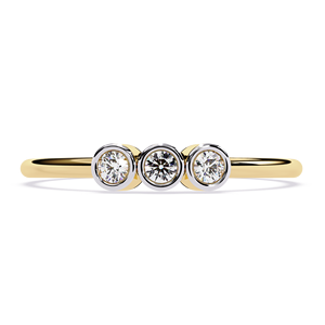 Trois diamants naturels minimalistes en or 18 carats avec sertissage clos, diamant naturel certifié IGI, bijoux, alliance, bague de fiançailles - Product Image 1