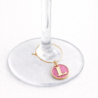 Joli ensemble de breloques décoratives réutilisables et portables en métal émaillé pour verres à vin, personnalisables, pour 60e anniversaire, accessoires de bar, marque
