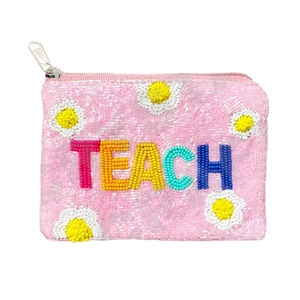 Teach Customized Seed Beaded Coin Pouch Wallet Beautiful Coin <b>Purse</b> with Fashionable Accessory Features - Product Image 1