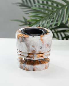 Porte-encens artisanal haut de gamme en résine et bois, modèle Lunar Riverstone Signature, avec récupérateur de cendres pour la méditation et la relaxation - Product Image 2