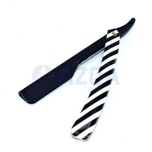 Rasoir droit professionnel à manche en plastique pour barbier, lame unique, usage visage et corps, revêtement noir, pour salon de beauté - Product Image 6