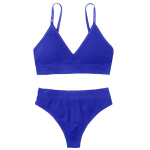 Ensemble de lingerie sans couture 2 pièces pour femme, soutien-gorge et culotte en jersey noir avec logo imprimé, lavable en machine - Product Image 4