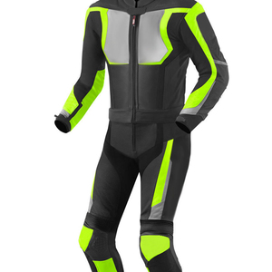 Combinaison de moto unisexe personnalisée en cuir de vachette véritable multicolore, 2 pièces, avec protection CE, grande taille - Product Image 4