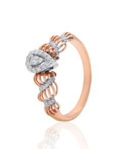 Bague en or rose 14 carats de haute qualité avec diamants, bijoux élégants pour femmes, design classique pour fiançailles, mariage, anniversaire - Product Image 4