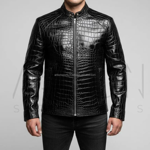 Veste en cuir texturé pour homme, couleur noire, design gaufré de qualité supérieure, vêtement d'extérieur élégant, matière confortable et durable - Product Image 6