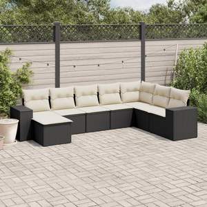 Conjunto de Sofás de Jardín en Negro y Blanco Crema para Muebles de Patio - Product Image 1