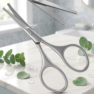Las mejores tijeras para vello nasal con punta redondeada, recortador de nariz seguro, tijeras de cuchilla larga para cejas y vello facial, OEM con logotipo personalizado. - Product Image 3