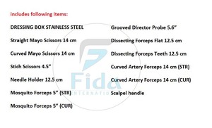 Ensemble de chirurgie mineure manuel 14 pièces le plus vendu, instruments chirurgicaux en acier inoxydable Classe I, approuvé CE ISO, boîte de petite chirurgie - Product Image 2
