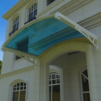 Auvent de porte et fenêtre semi-circulaire haut de gamme, anti-UV, avec panneau PC et cadre en aluminium, pour extérieur, idéal pour projets résidentiels