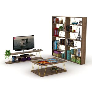 Moderna libreria Etagere posteriore aperta a 6 ripiani con struttura in legno noce/giallo grande soggiorno Organizer ufficio arredo negozio casa - Product Image 6