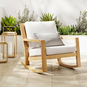Fauteuil lounge en velours style luxe avec structure en teck d'Indonésie pour mobilier de patio et de jardin - Product Image 1