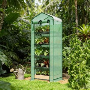 Grande Serra da Giardino Moderna Pop-up in Acciaio Zincato con Telaio in Legno/Acciaio e Materiale in PVC/Vetro per la Crescita delle Piante all'Aperto - Product Image 1