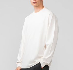 Camiseta de Manga Larga para Hombre, Corte Regular, Color Sólido, Cuello Redondo, Informal, Tejido de Punto, 100% Algodón Jersey, Transpirable - Product Image 4