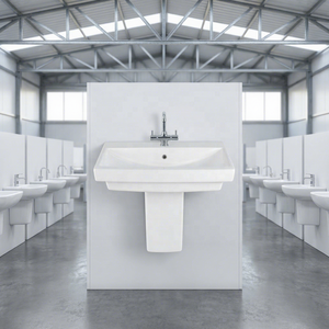 White Ceramic Half Pedestal Wash Basin Rustic Lavabo Design For Bathroom Kitchen Home Hospital Porcelain Sanitary Ware - Product Image 4