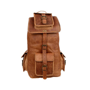 Handmade Genuine Leather RFID Blocking Vintage <b>Rucksack</b> Backpack 30-40L Multi-Pocket Travel Daypack for Business School <b>Laptop</b> - Product Image 2