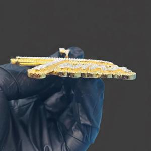 Collar con Colgante de Letra Doble Personalizado en Plata de Ley 925 Chapada en Oro, Certificado IGI, Joyería Hip Hop con Diamantes, para Hombre - Product Image 4