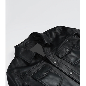 2026 OEM <b>Top</b> Selling Black Cowhide <b>Leather</b> Jacket Men's Front Pockets 100% <b>High</b> Quality Low MOQ Winter Fashion Heated Waterproof - Product Image 5