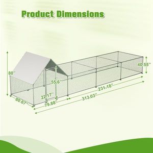 Gallinero Metálico Grande de 26 L x 6.7 W x 6.6 P pies, Corral para Gallinas con Entrada, Jaula de Alambre Galvanizado para Aves de Corral, Conejos y Patos - Product Image 2