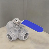 Vanne à boisseau sphérique manuelle en acier inoxydable 304 NPT de 1/2 pouce, à trois voies, CF8, OEM, pour système d'irrigation, directement de l'usine