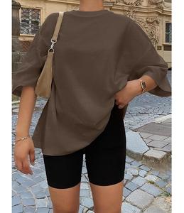 Nueva Llegada: Camiseta de Mujer 100% Algodón Sólido, Manga Media, Hombro Caído, Oversize, Casual, Holgada y Transpirable - Bangladesh - Product Image 5