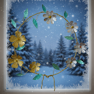 Charmante couronne de fleurs en métal avec des fleurs colorées et des feuilles vertes turquoise, parfaite pour la décoration murale artistique rustique de la maison - Product Image 4