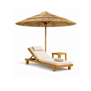 ARTERRA Luxury Modern Adjustable Solid Wood Teak Sun Lounger Set <b>Cushion</b> Table Umbrella Manual <b>Recliner</b> for Poolside Resort - Product Image 5