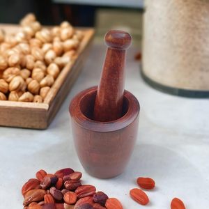Acacia Wood Imam Dasta Mortar and Pestle Set | Traditional Ohkli Musal Kharal Khalbatta Spice Garlic <b>Grinder</b> - Product Image 6