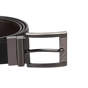 Cinturón Formal de Cuero Genuino para Hombre, Color Negro Sólido, Hebilla de Acero Rectangular, Diseño de una Sola Pieza, Duradero - Product Image 4
